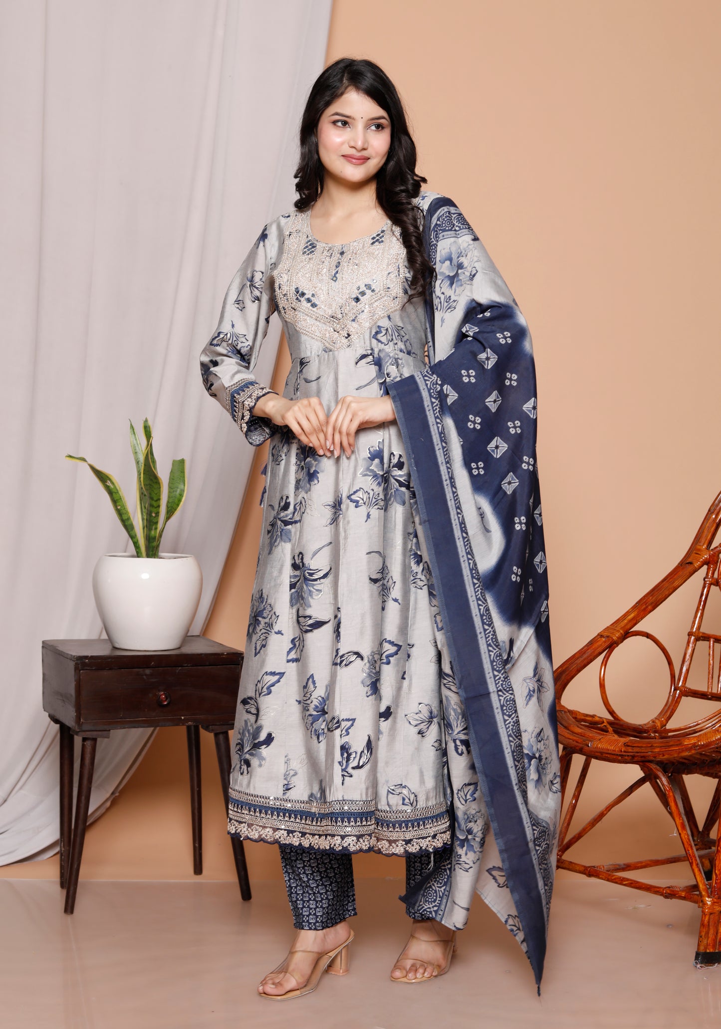 3-Piece Premium Jaipuri Print Pure Cotton Kurti Set