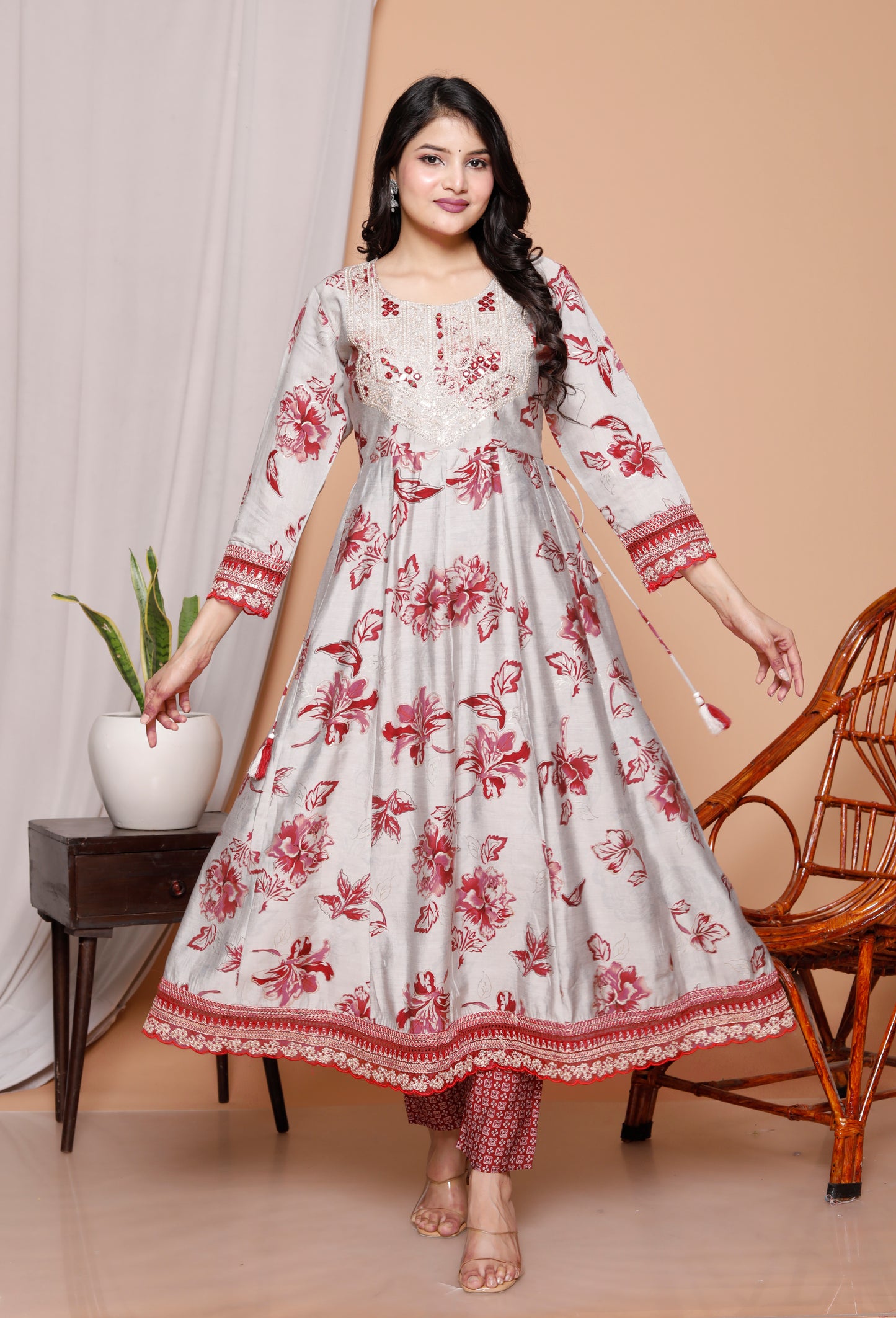 3-Piece Premium Jaipuri Print Pure Cotton Kurti Set
