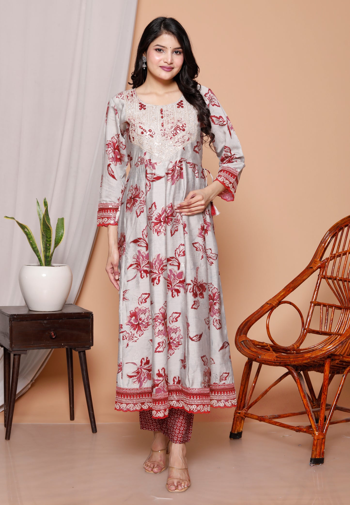 3-Piece Premium Jaipuri Print Pure Cotton Kurti Set