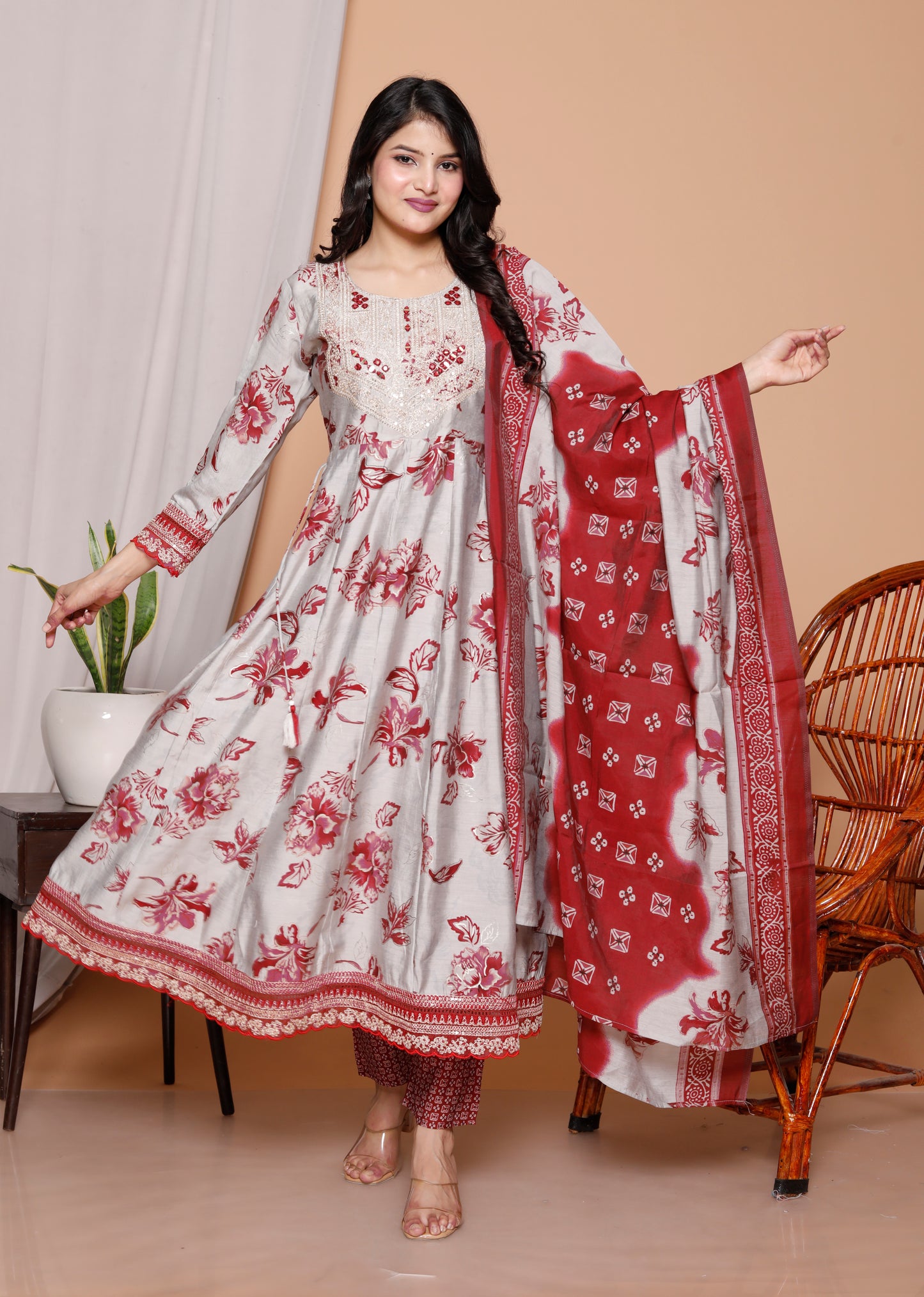 3-Piece Premium Jaipuri Print Pure Cotton Kurti Set