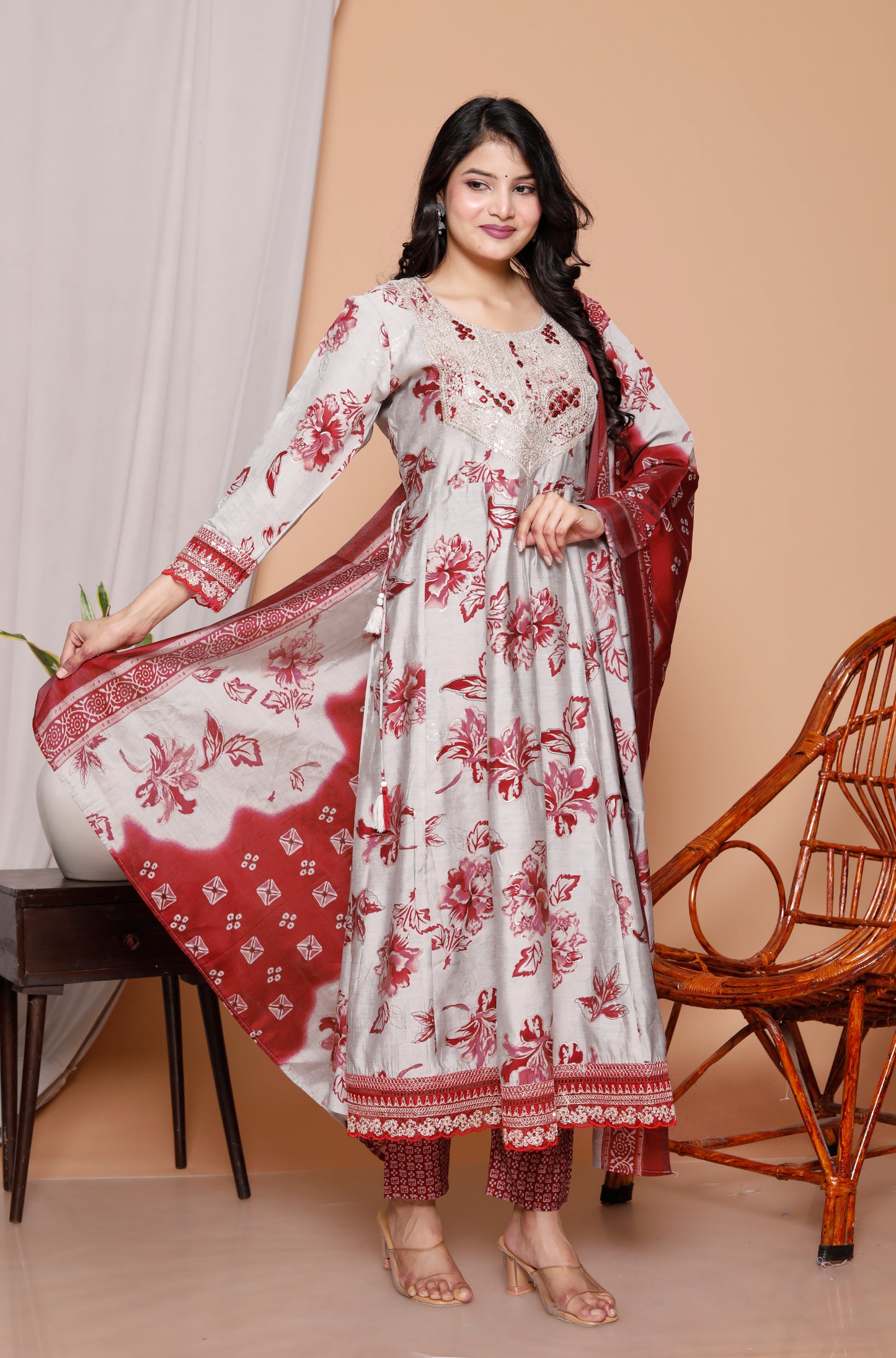 3-Piece Premium Jaipuri Print Pure Cotton Kurti Set