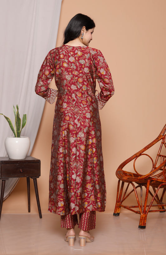 3-Piece Pure Cotton Jaipuri Print Kurti Set