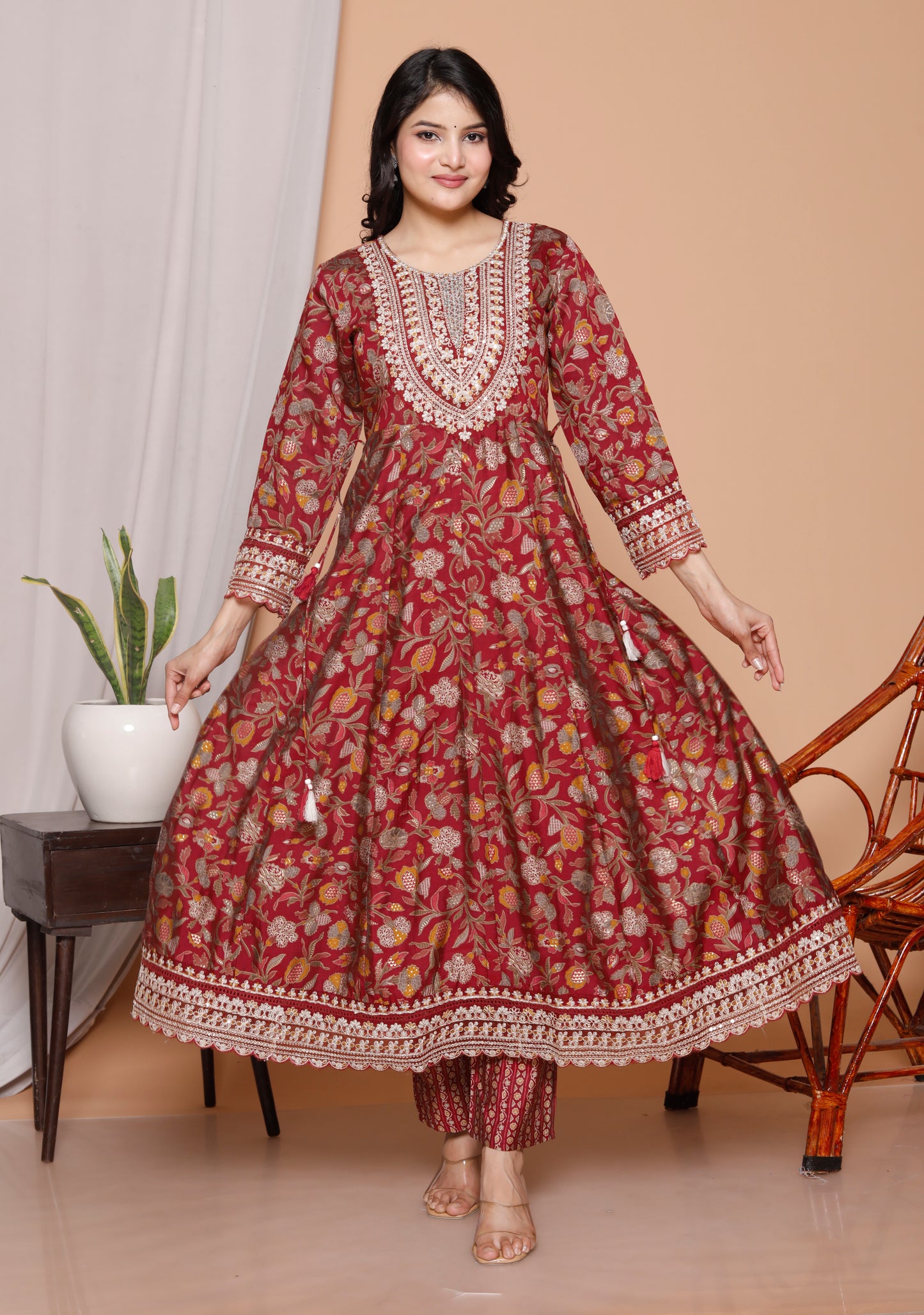 3-Piece Pure Cotton Jaipuri Print Kurti Set