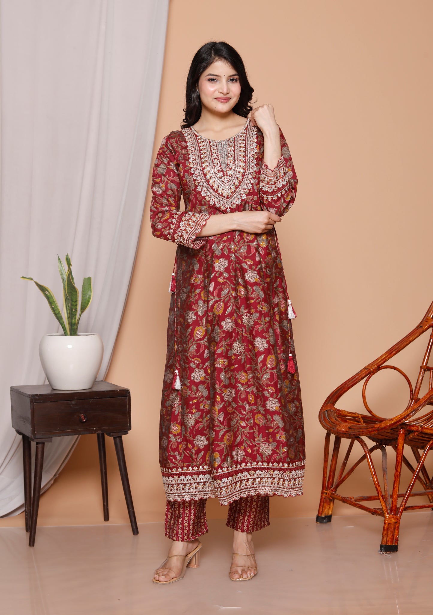 3-Piece Pure Cotton Jaipuri Print Kurti Set