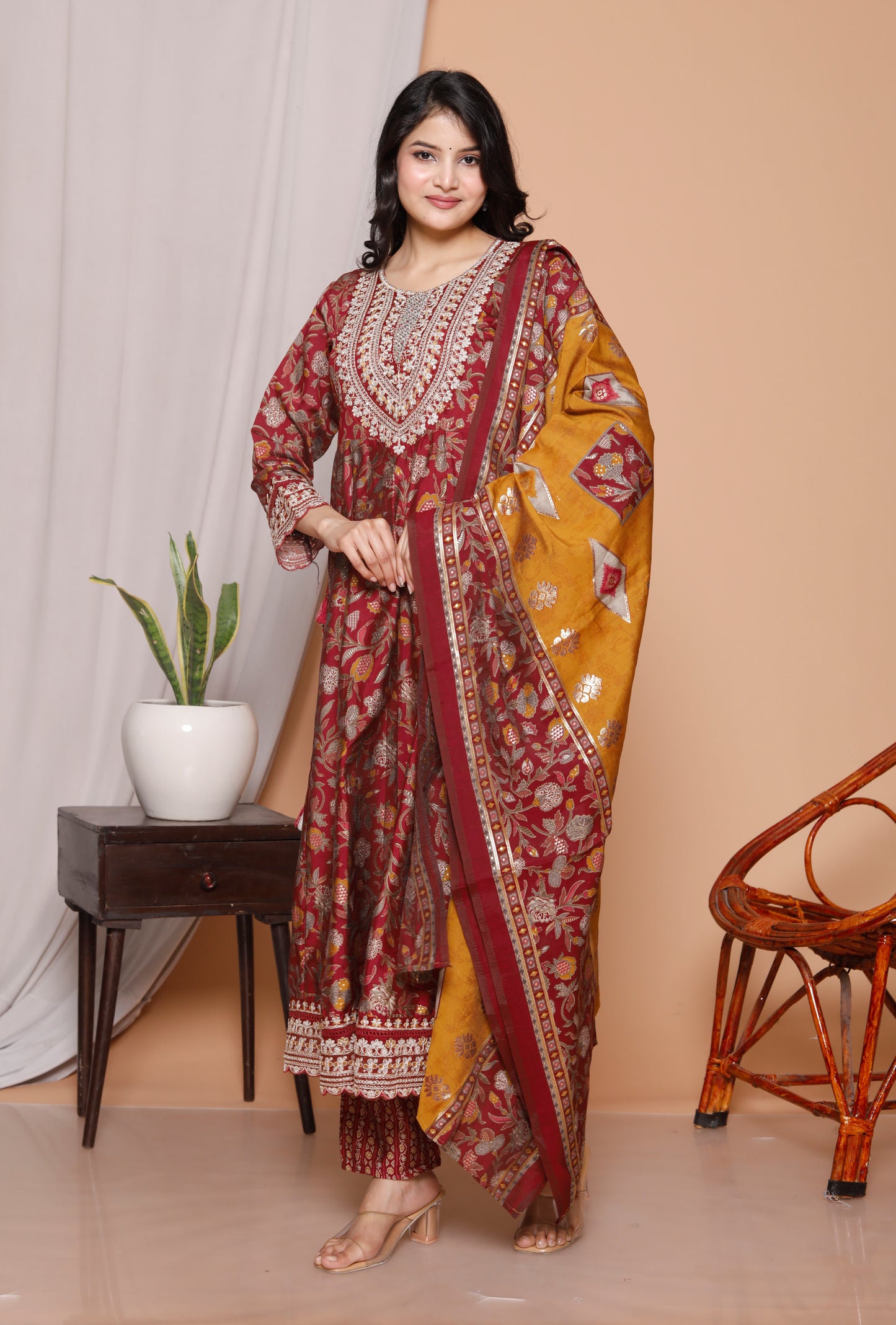 3-Piece Pure Cotton Jaipuri Print Kurti Set