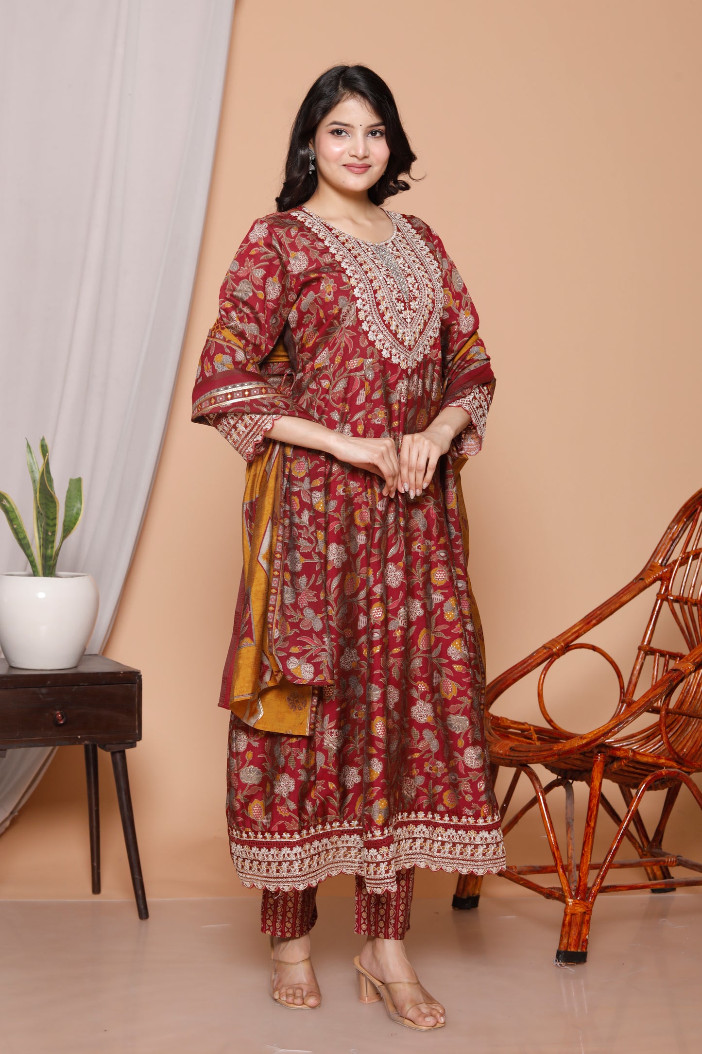 3-Piece Pure Cotton Jaipuri Print Kurti Set