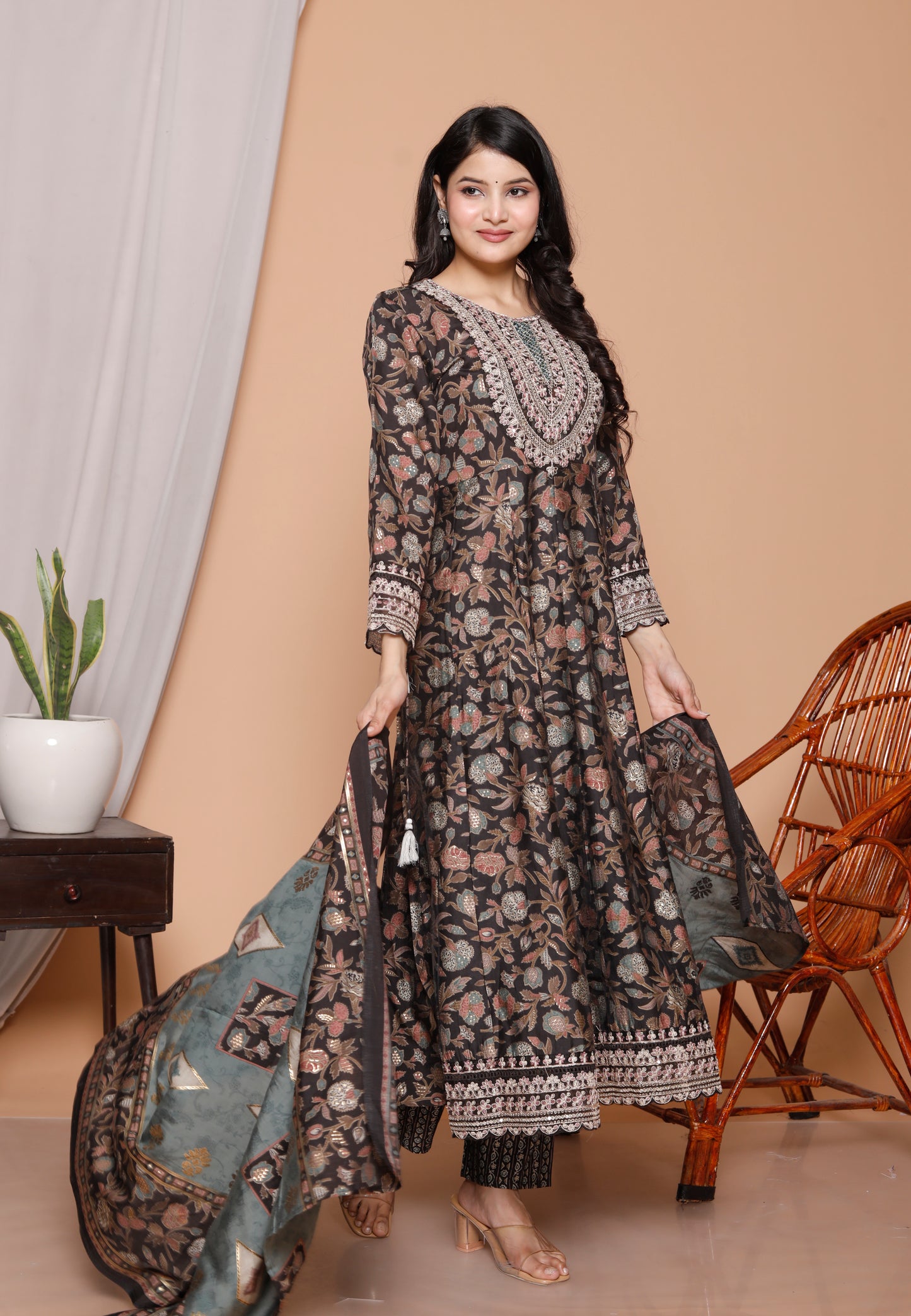 3-Piece Pure Cotton Jaipuri Print Kurti Set
