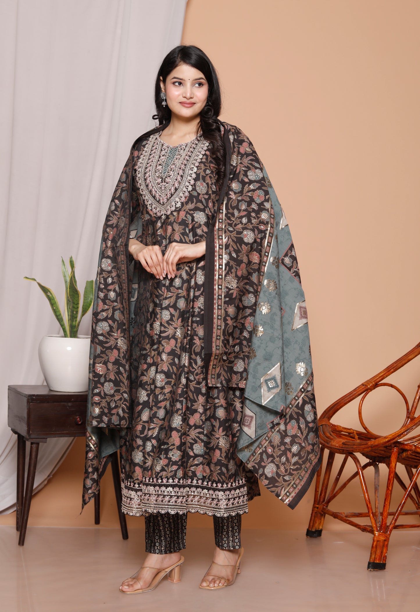 3-Piece Pure Cotton Jaipuri Print Kurti Set