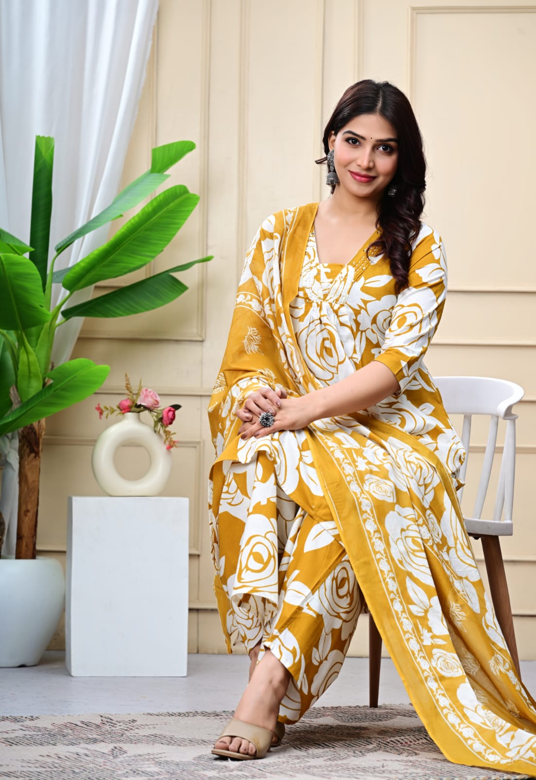 Graceful Green 3-Piece Jaipuri Cotton Kurti Set