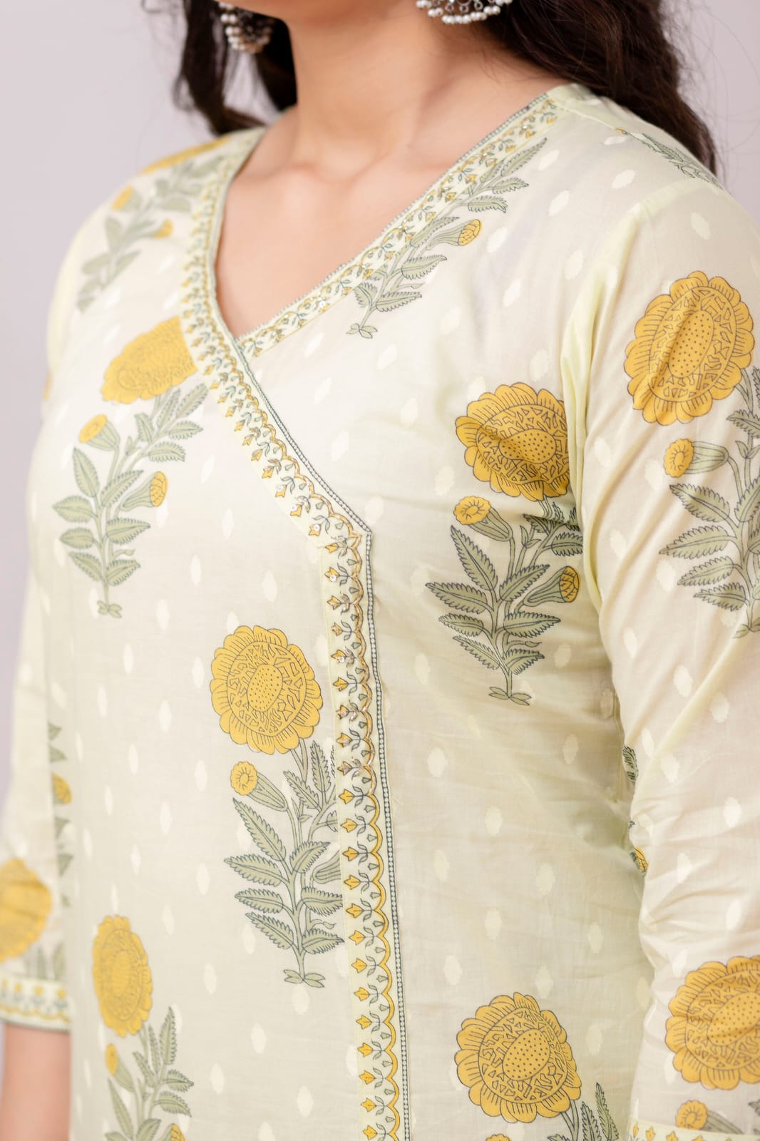 3-Piece Jaipuri Print Pure Cotton Kurti Set