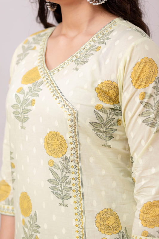3-Piece Jaipuri Print Pure Cotton Kurti Set