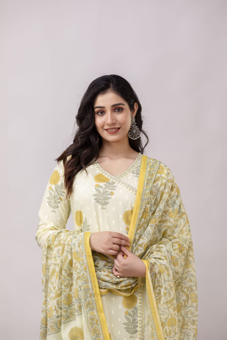 3-Piece Jaipuri Print Pure Cotton Kurti Set