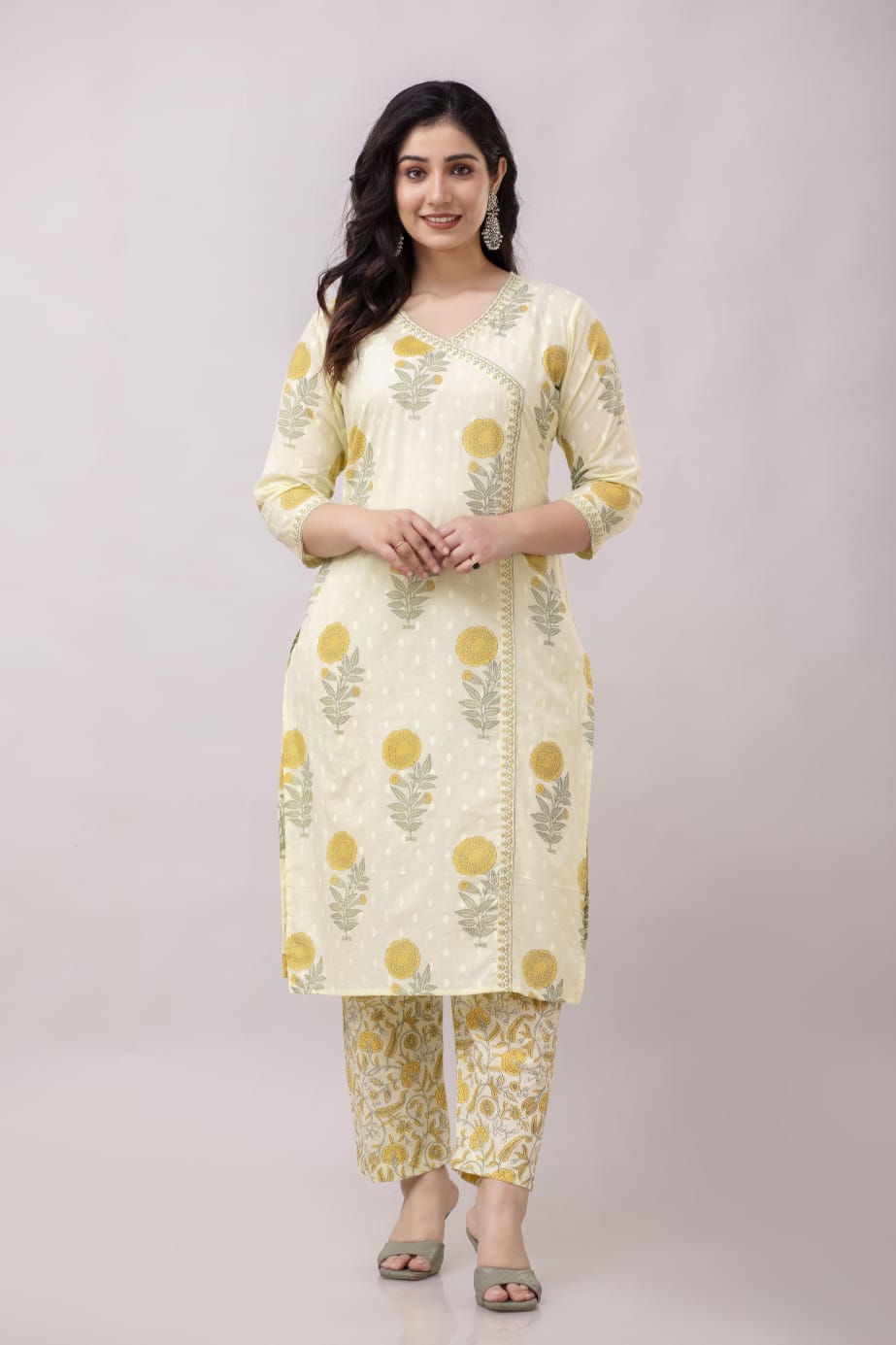 3-Piece Jaipuri Print Pure Cotton Kurti Set