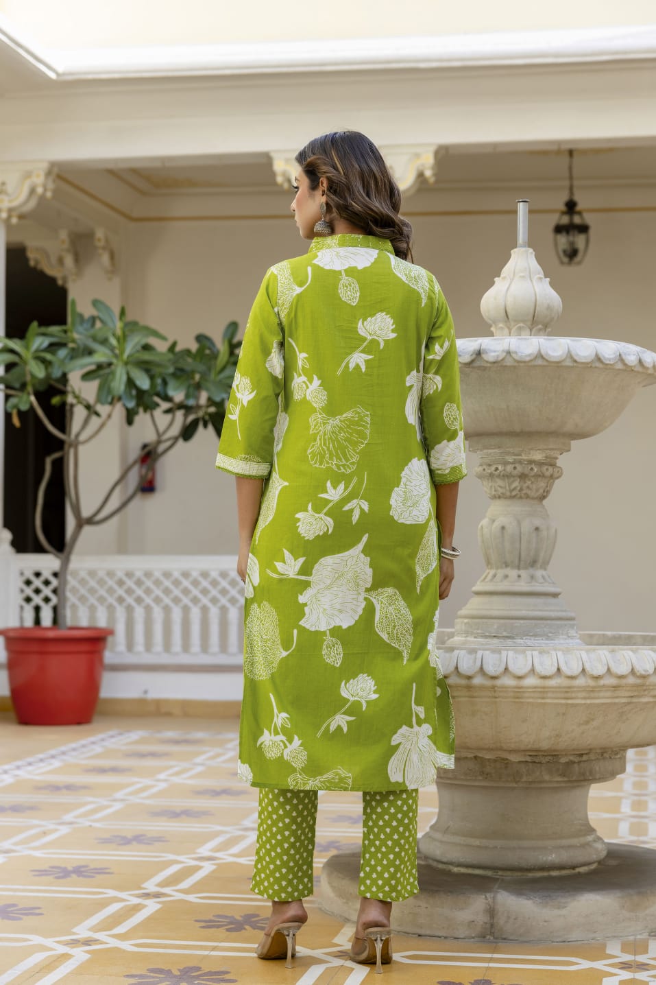 Elegant Sky Blue 3-Piece Jaipuri Print Cotton Kurti Set