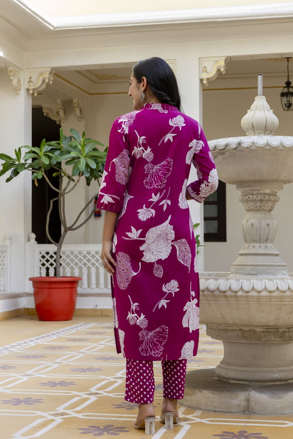Elegant Sky Blue 3-Piece Jaipuri Print Cotton Kurti Set
