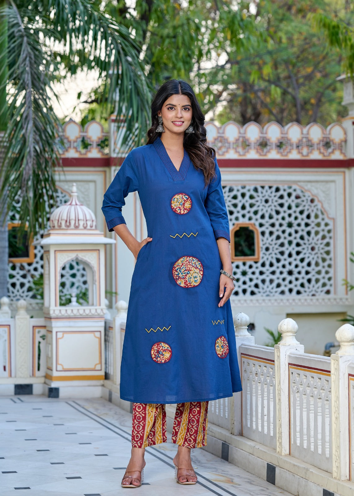 Desert Bloom Mustard Kurti Set (3-Piece)