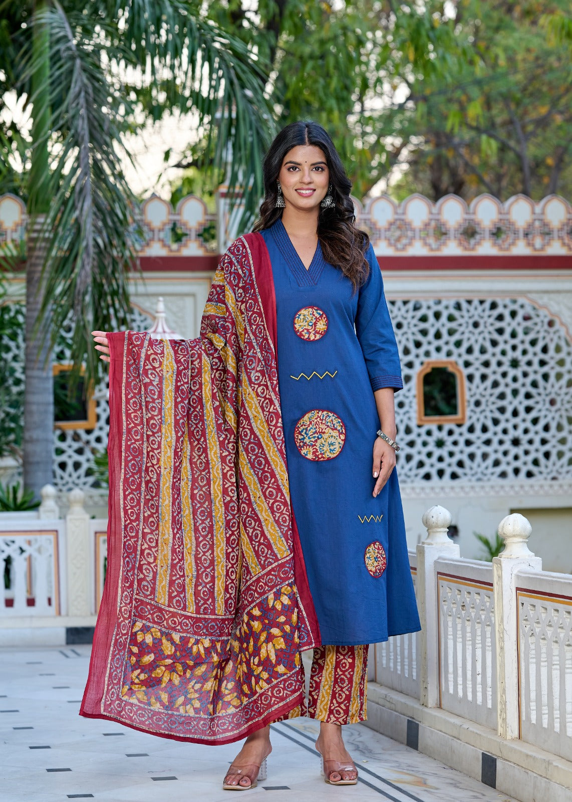 Desert Bloom Mustard Kurti Set (3-Piece)