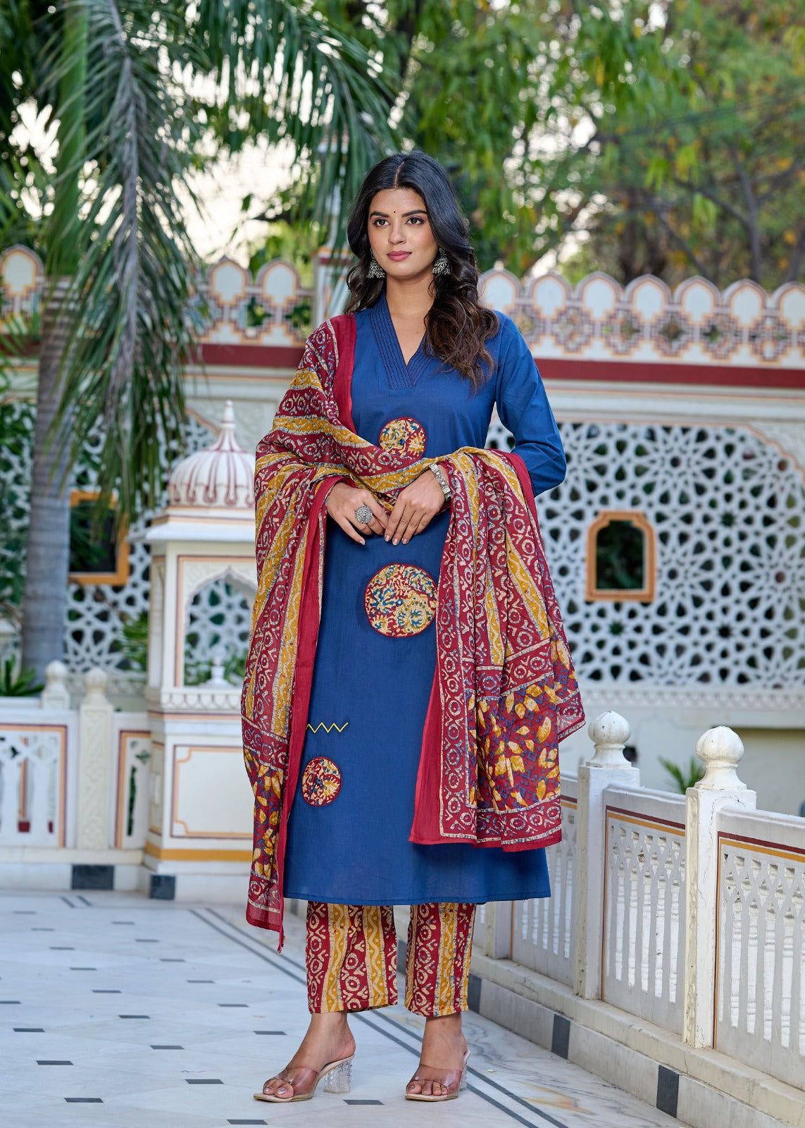Desert Bloom Mustard Kurti Set (3-Piece)