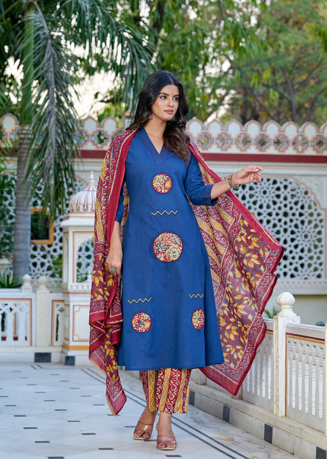 Desert Bloom Mustard Kurti Set (3-Piece)
