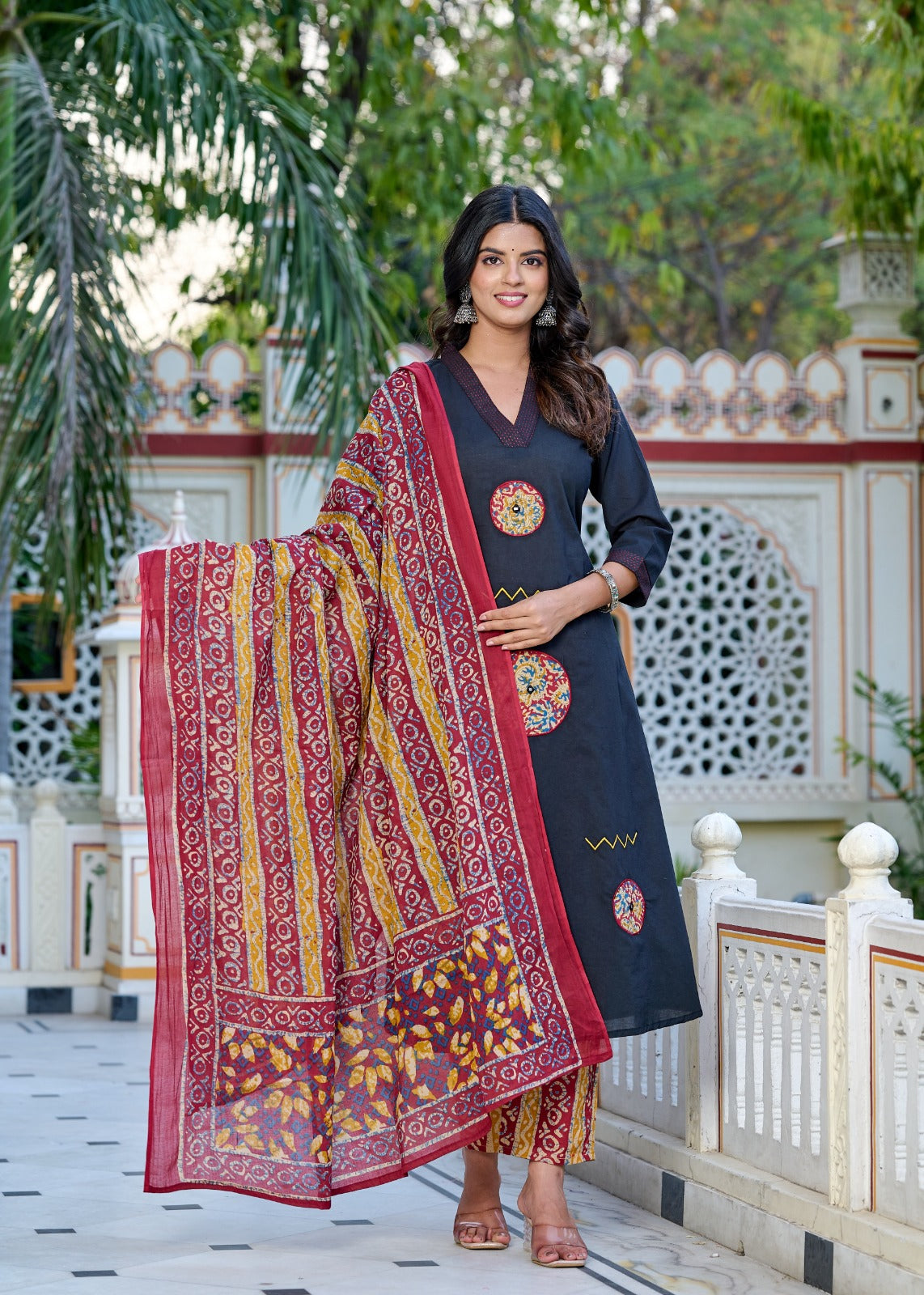 Desert Bloom Mustard Kurti Set (3-Piece)