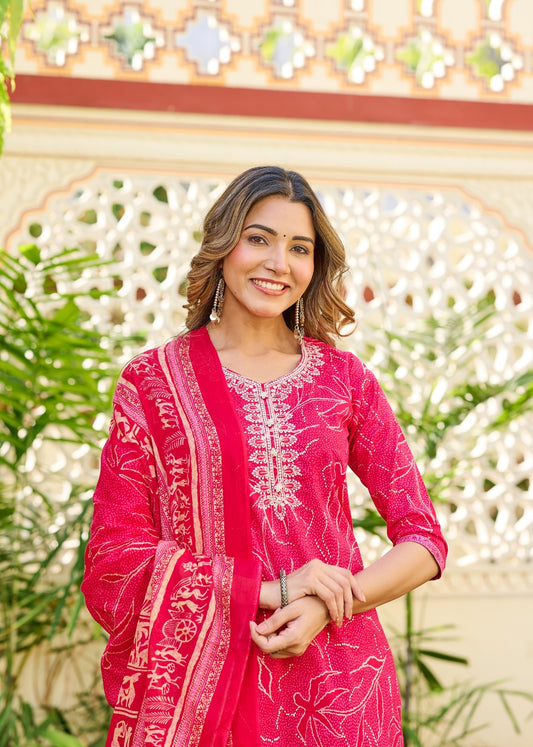 Gulab Gulzar Kurti Set (3-Piece)