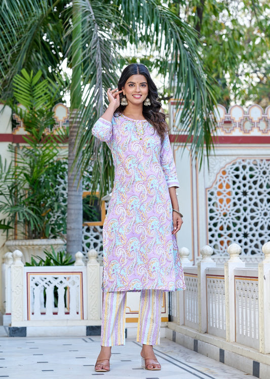 Gulbahar Pastel Kurti Set (3-Piece)