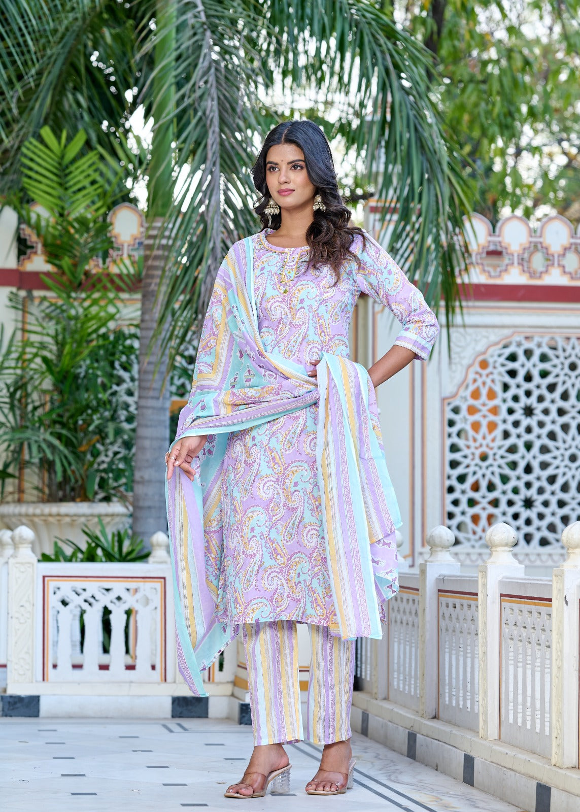 Gulbahar Pastel Kurti Set (3-Piece)