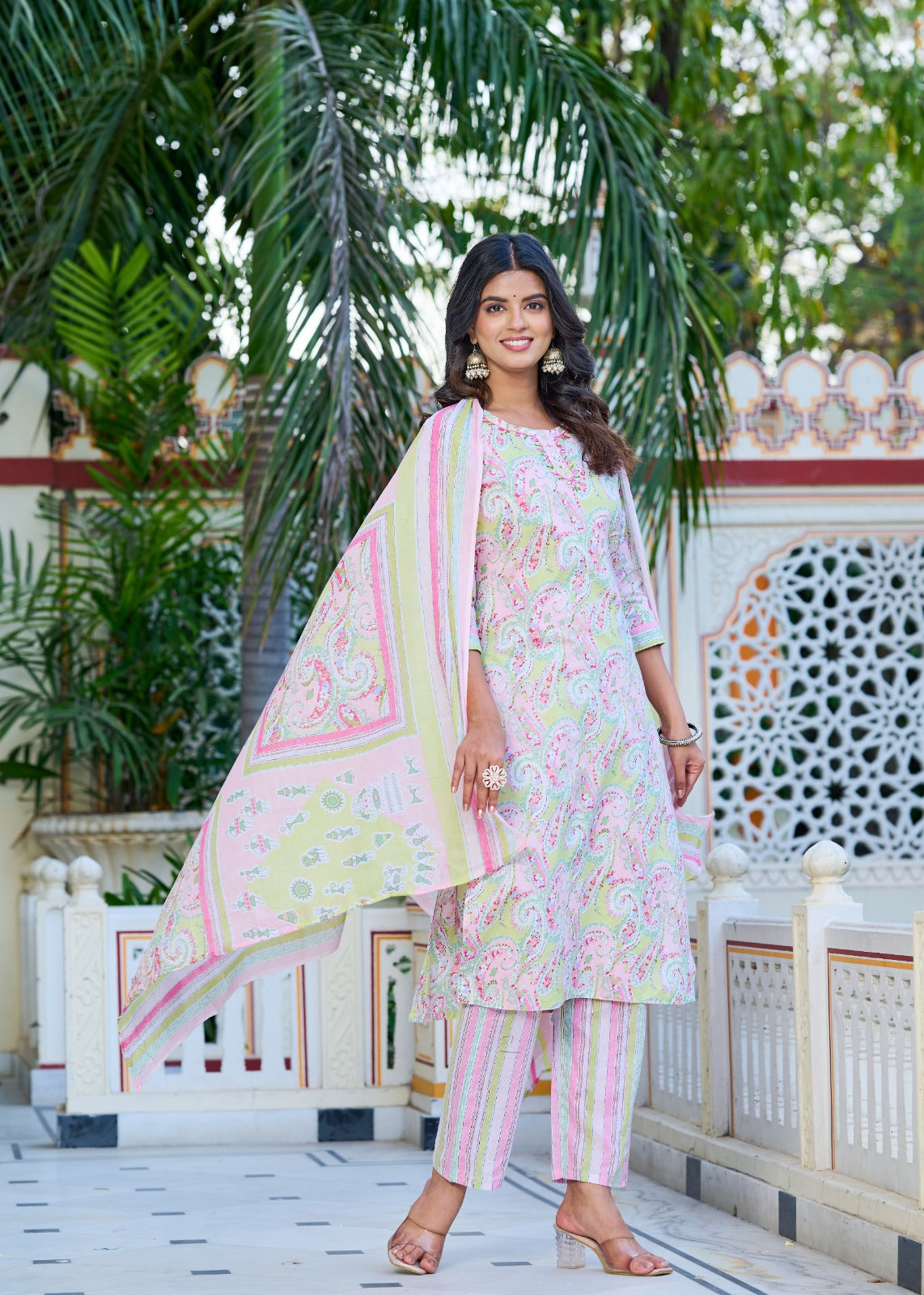 Gulbahar Pastel Kurti Set (3-Piece)