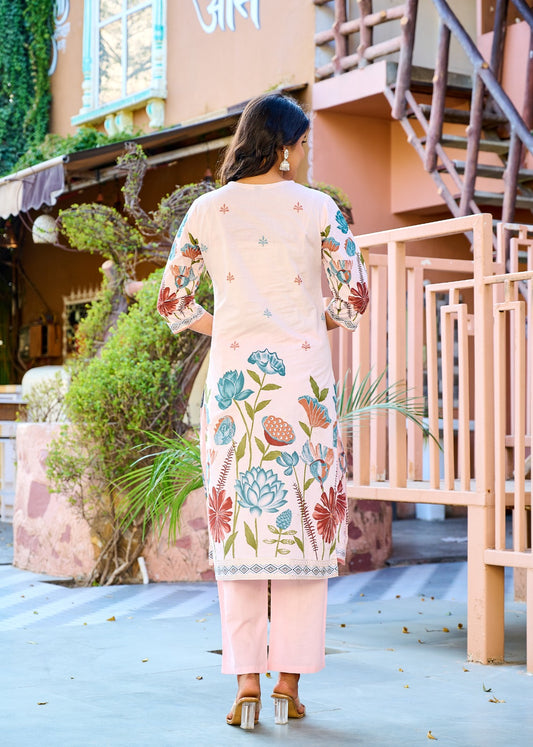 Aangan Floral Kurti Set (3-Piece)