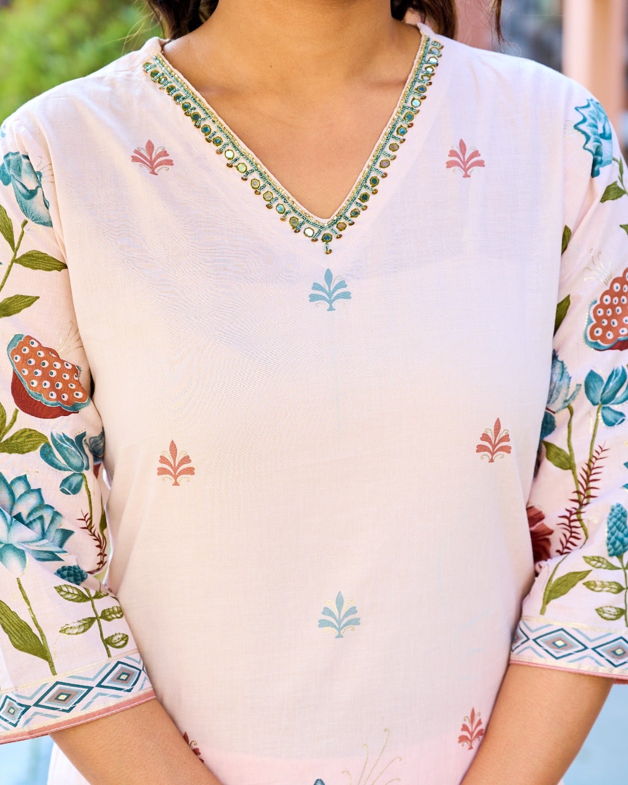 Aangan Floral Kurti Set (3-Piece)