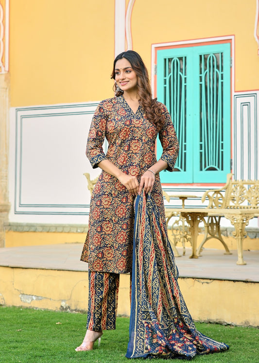 Riwaayat Print Kurti Set (3-Piece)