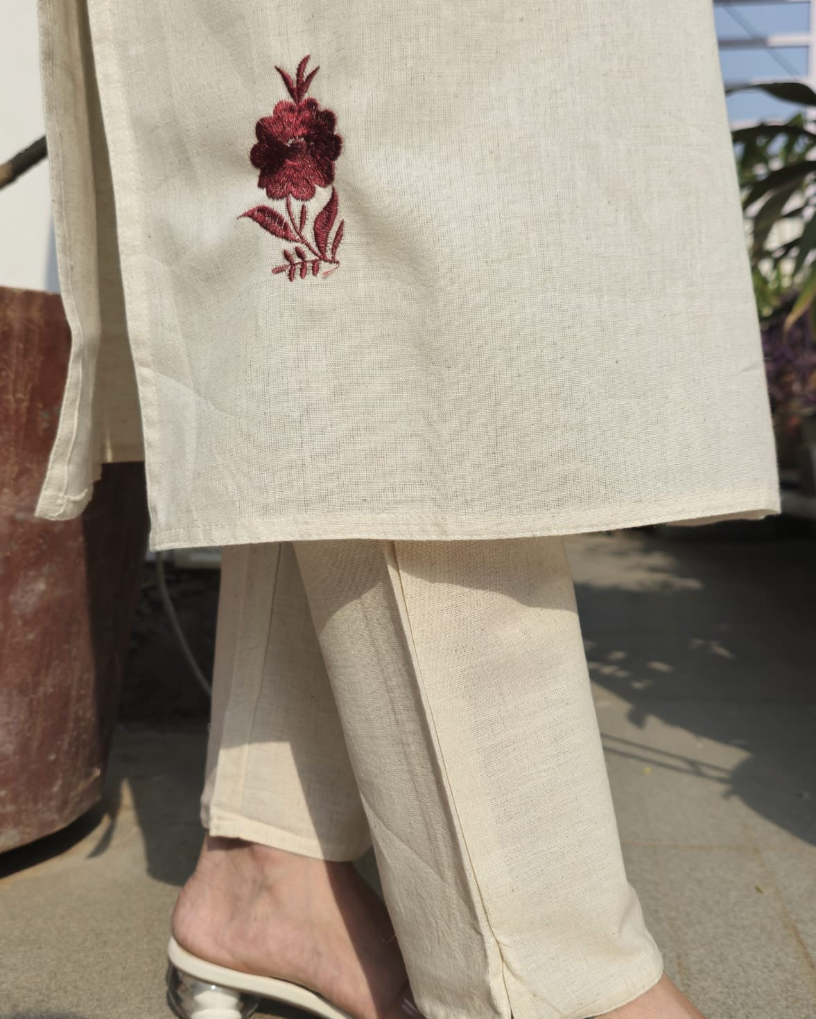 Ivory Bloom Co-ord Set (Top + Pants)