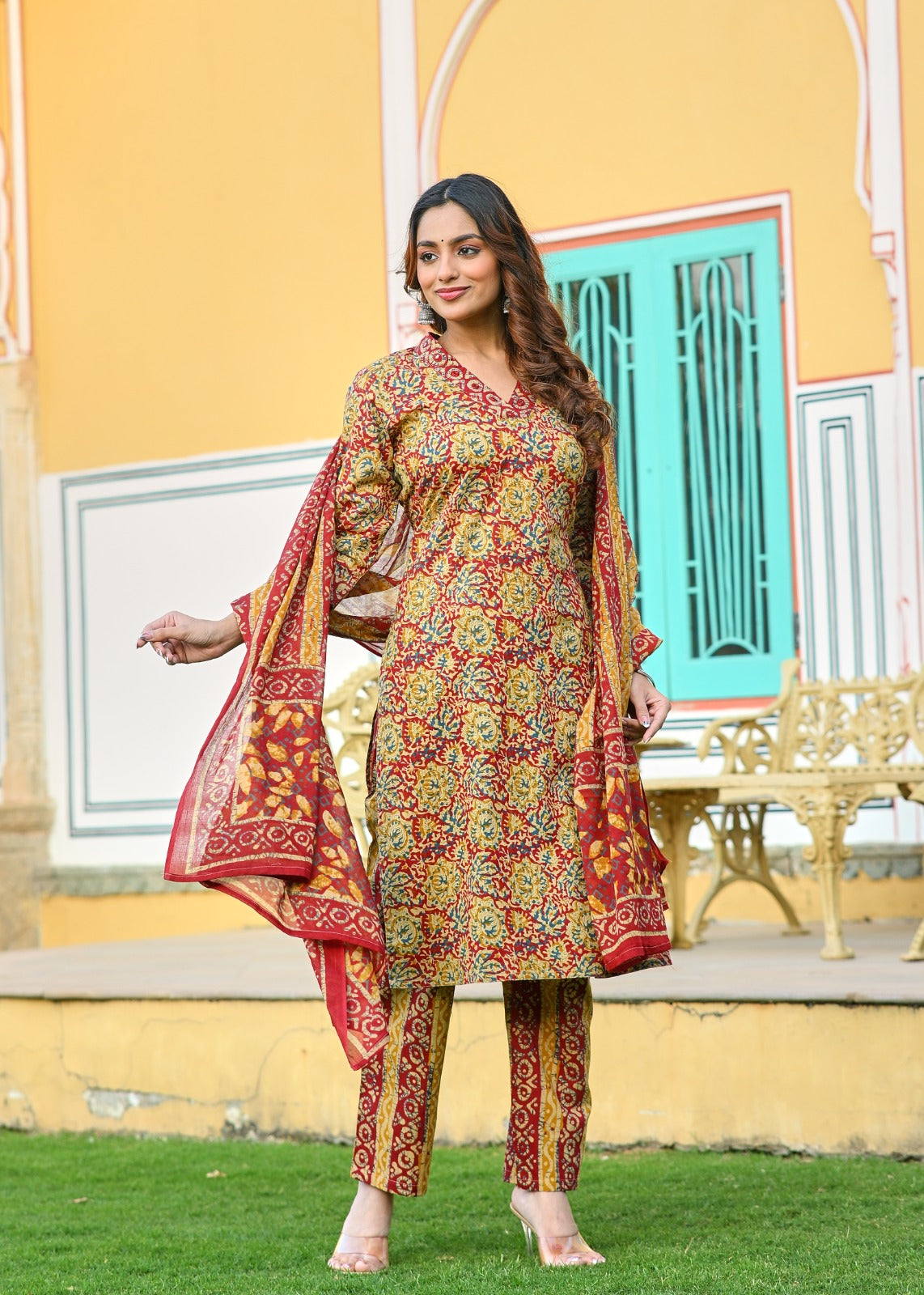 Riwaayat Print Kurti Set (3-Piece)
