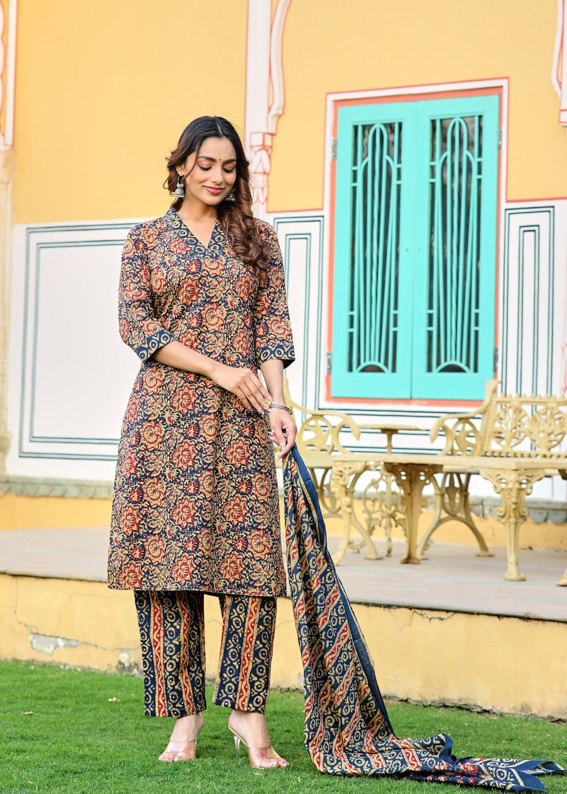 Riwaayat Print Kurti Set (3-Piece)