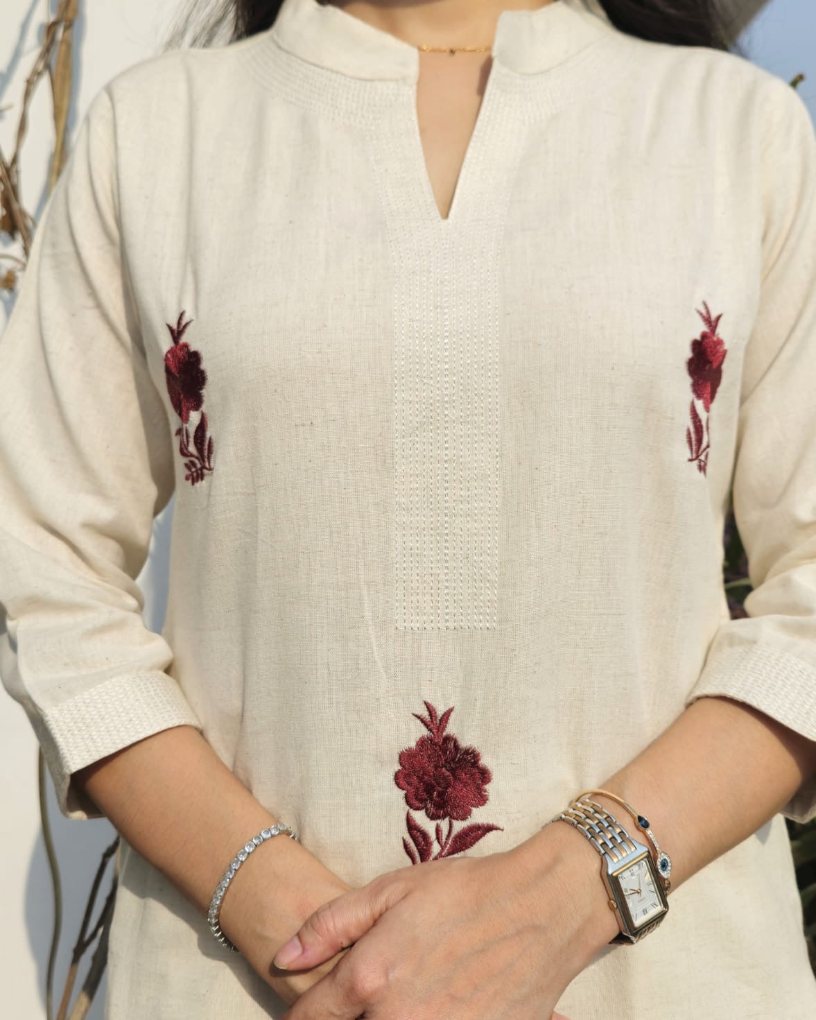 Ivory Bloom Co-ord Set (Top + Pants)